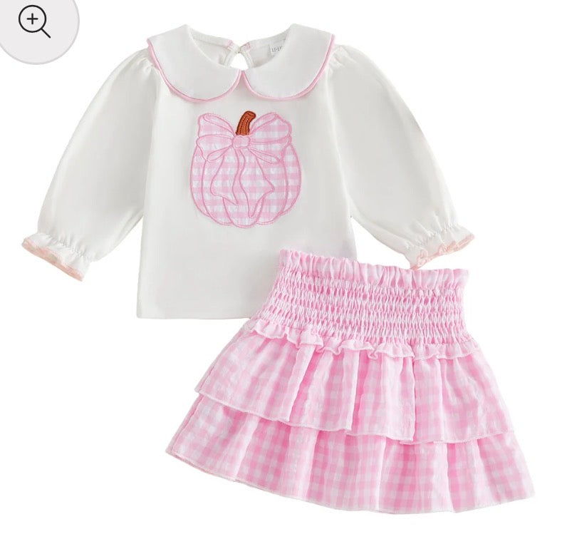 Pink Pumpkins Skirt Set