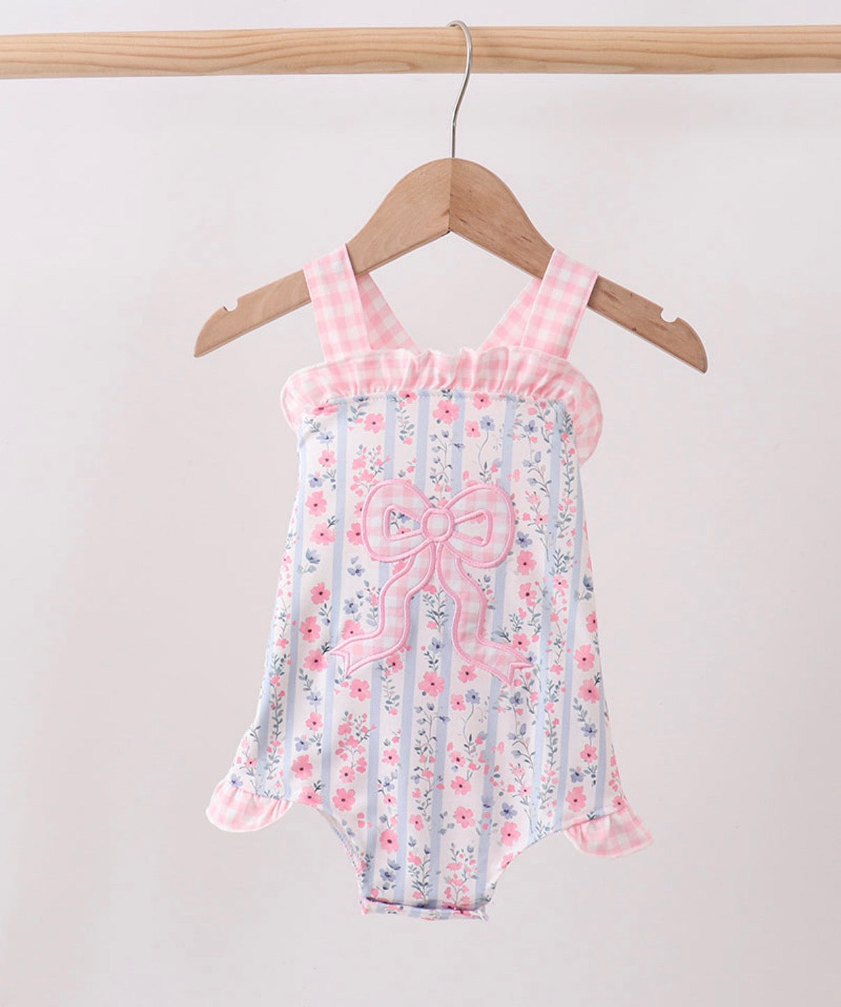 Pink Floral Bow Romper