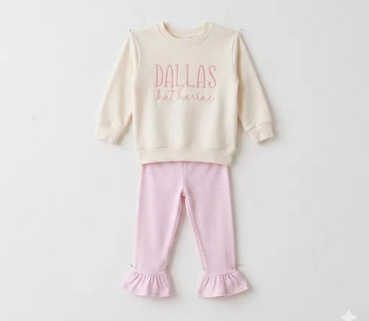 Custom Embroidered Set One Line Print “Lenny Jane”